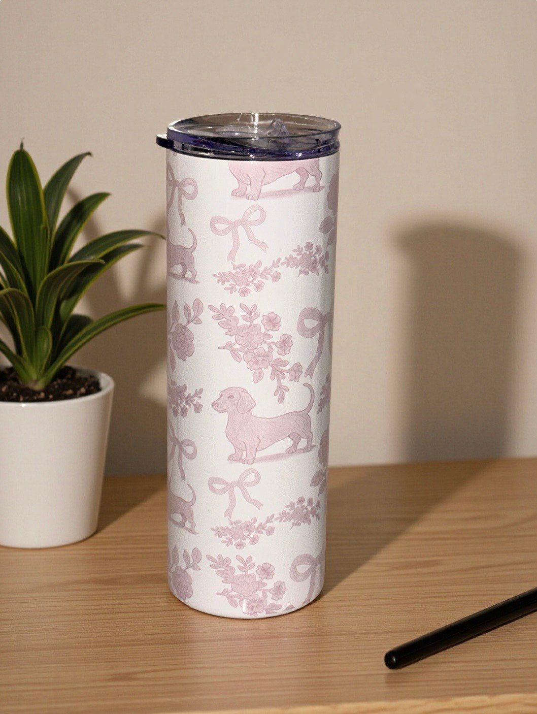 Elegant Dachshund Floral Tumbler