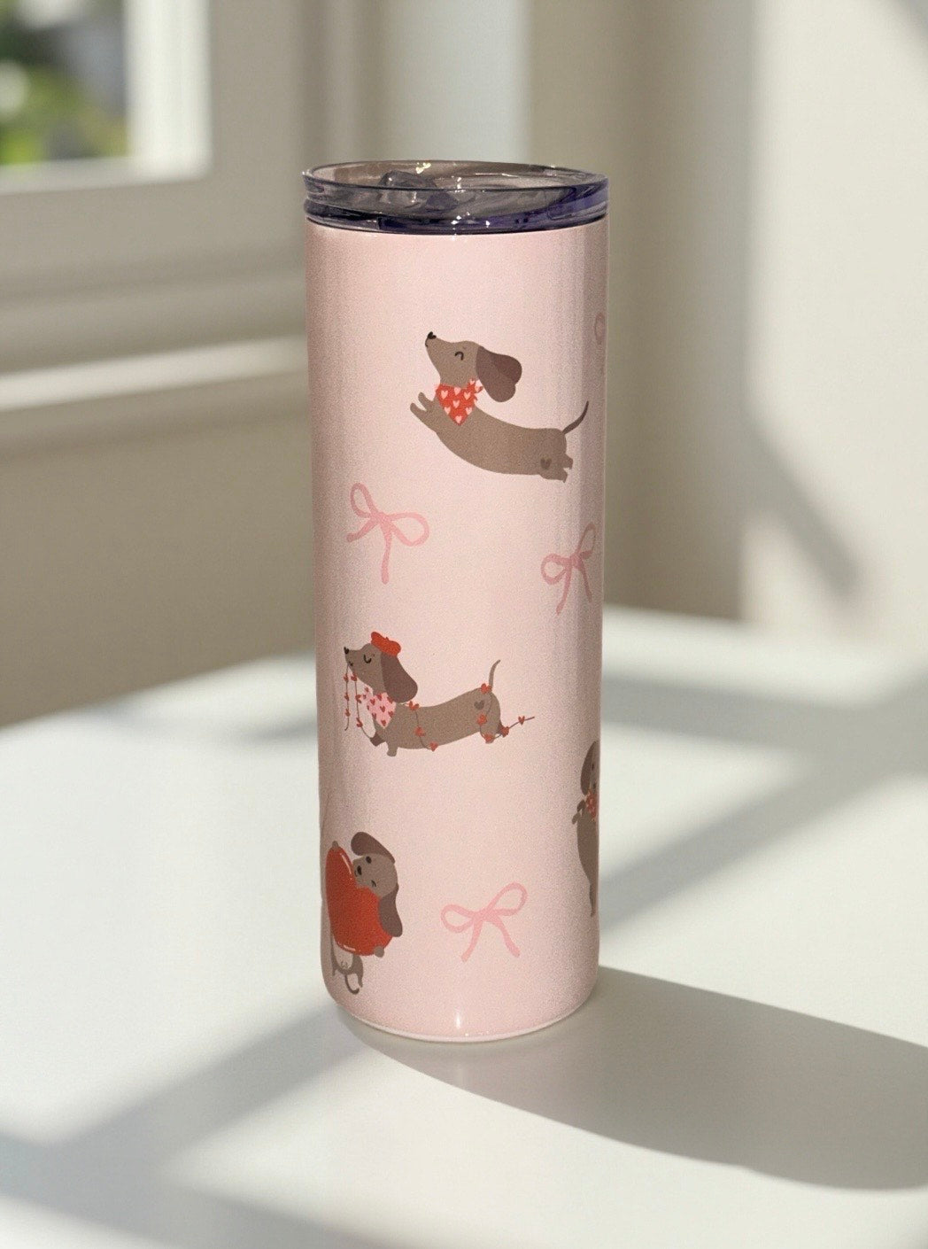 Dachshund Pink Insulated Tumbler - Cute Dog Travel Mug